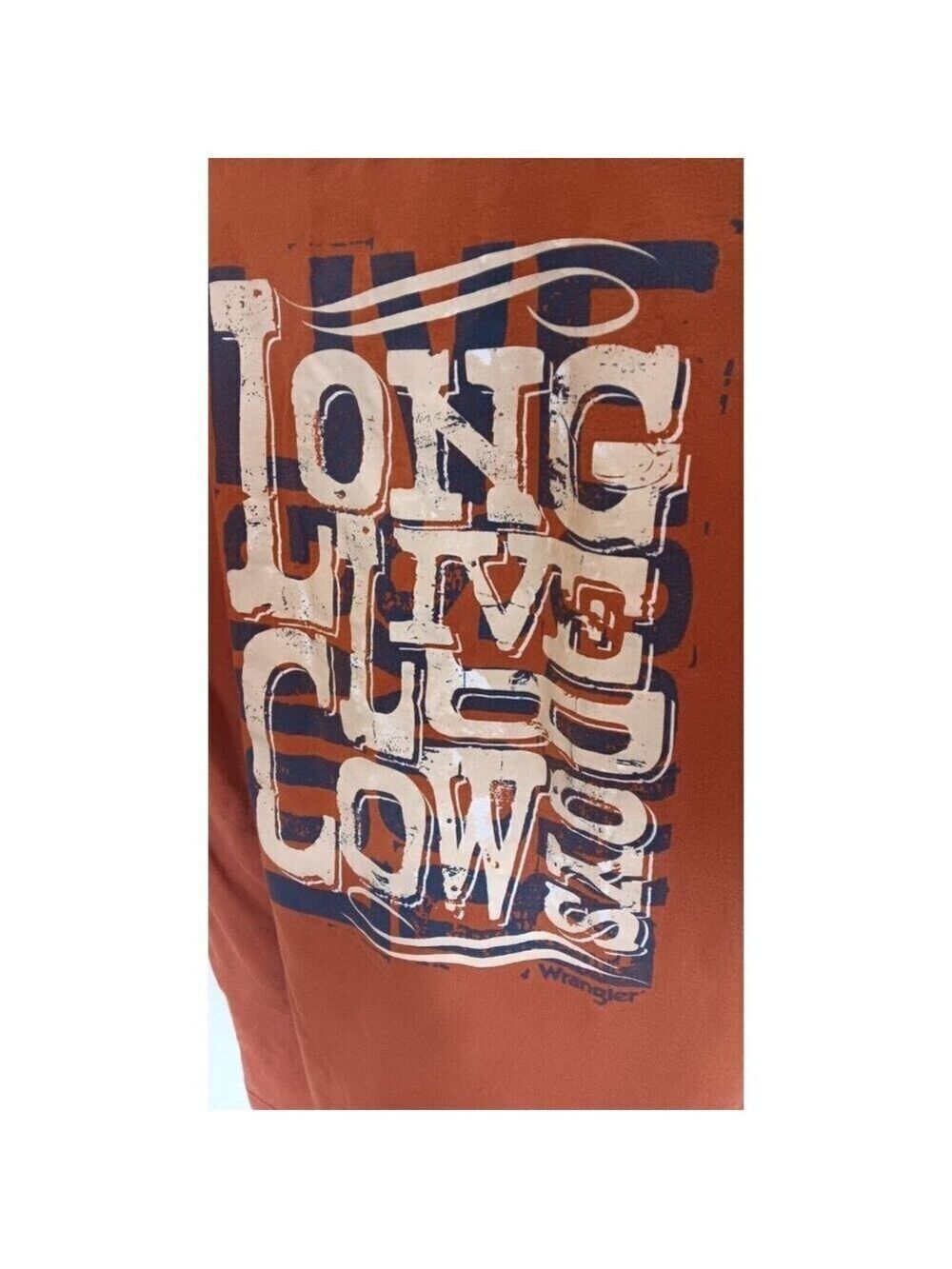 XL Wrangler "Long Live Cowboys" Men T-shirt In Very Good Condition Brown XLarge